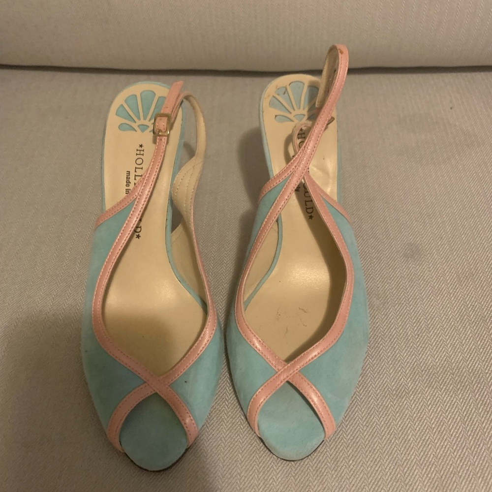 Elegant Blue and Pink Slingback Heels for Special Events